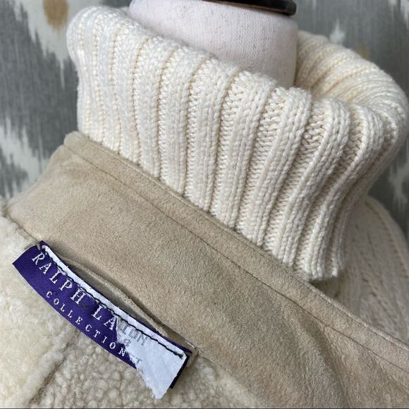 Ralph Lauren Fawn Lamb Shearling & Tortoise Shell Military Inspired Jacket - Picture 3 of 16